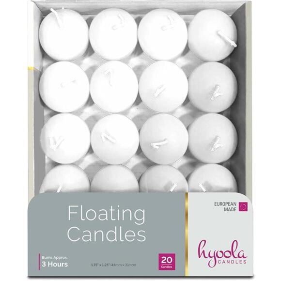 Premium White Floating Candles 1.75 Inch - 3 Hour - 20 Pack - European Made - Picture 3 of 7